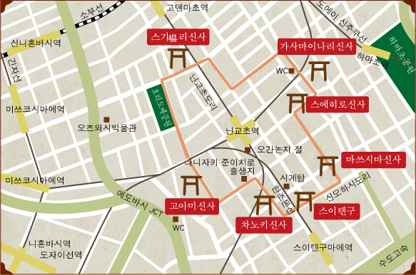 니혼바시 칠복신 순례 코스